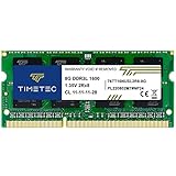 Timetec 8GB DDR3L-1600MHz PC3L-12800 / PC3-12800 (PC3L-12800S) Nicht-ECC ungepuffert 1,35 V/1,5 V CL11 2Rx8 Dual Rank 204 Pin SODIMM Laptop Notebook PC Computer Speicher RAM Modul Upgrade