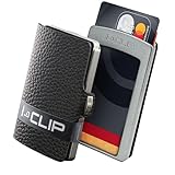 I-CLIP Original Mini Wallet mit Geldklammer - Slim Wallet - Kleiner Geldbeutel - Portemonnaie - Kartenetui - schwarzes, genarbtes Echtleder