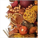 Wallario Glasbild Herbststimmung - Trockenfrüchte, Nüsse und Samen - Herbstdeko - 30 x 30 cm Wandbilder Glas in Premium-Qualität: Brillante Farben, freischwebende Optik