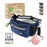 PAWZONE® Futterbeutel Hunde - Leckerlibeutel für Hunde - Bauchtasche für Hunde Zubehör - Leckerlitasche für Hunde - Inkl. Reflektorband & Zusatzgurt für Flexileine (Marineblau)