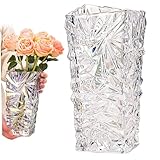 1pc Kristallvase transparent gebrochener Eisglasvase kreativ 5 x 10 Zoll Blumenvase Dekorative Glasvasen für Blumen Kristallblume Vase für Wohnzimmer, Esstisch, Herzstückstück