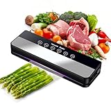 Vakuumiergerät, Vakuumierer 5 in 1 für Sous Vide Kochen und Lebensmittel Bleiben bis zu 7x Länger Frisch, 30 Vakuumbeutel Inklusive-Schwarz