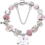 NGeniC Glitzerndes Bettelarmband, Armband mit Charms, Bettelarmbänder, Cartoon Armband, Verstellbares Armband, Valentinstag Geburtstags Weihnachten Geschenk für Frauen Freundin