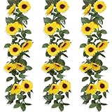 ROLLWAY 3 Stück Künstliche Sonnenblumen Girlande 2,3m Blumengirlande Sonnenblumegirlande Gefälschte Sonnenblumenranke Künstliche Blumen Girlande Seidenblumen Hängend für Zuhause Hochzeit Party Deko