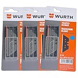 Würth 30x Trapezklinge schwarz Ersatzklingen extrem scharf für Trapezmesser Cuttermesser Teppichmesser 071566022-3