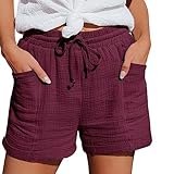 Musselin Hose Damen Kurz Sommer Shorts Damen Leinen : High Waist Elastische Leinen Musselin Kurze Hose Stoffhose Sport Shorts Mit Kordelzug Freizeit Shorts Einfarbige Grosse Grössen Strand Shorts