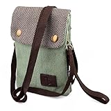 Handy Umhängetasche, Katloo Canvas Universal Handytasche zum Umhängen Geldbörse Kleine Tasche für Frauen Mädchen Kinder iPhone Samsung Galaxy Huawei Sony Wiko + Schlüsselanhänger (Grün)