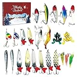 Covermason Fishing Tackle Weihnachten Countdown Kalender, Adventskalender Angeln Weihnachten Countdown – 24 Tage Angelköder Set, Fischköder Tackle Weihnachten Countdown Kalender (Red #2, One Size)