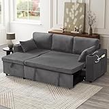 3-in-1 Schlafsofa aus Cord mit Stauraum, L-förmiges Schlafsofa, Couch mit Armlehne und Ladestation, ausziehbares Tagesbett