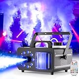 Nebelmaschine 1200W Rauchmaschine mit Fernbedienung, 9 RGB LED Lichteffekt Party Disco Beam 14 Farben Strobe Mini Nebel Maschine für DJ Halloween Hochzeit Weihnachten Bühne