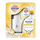 Sagrotan No-Touch Automatischer Seifenspender Weiß – Inkl. Sagrotan Nachfüller Lotusblüte und Kamille – 1 x 250 ml Flüssigseife