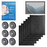 Venprodium 6 Stück Fliegengitter Fenster 130 x 150 cm, Insektenschutz Fenster mit Klettband Selbstklebend, Fliegennetz Fenster, Moskitonetz Fenster, Zuschneidbar, für Fenster und Türen, Schwarz