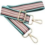 Verstellbarer Schultergurt für Taschen Rosa-Weiß-Grün, Taschengurte zum Wechseln, 80-130 cm Taschengurt Breit mit Karabiner Gold, Tragegurt Tasche für Damen Schulterriemen, Handtasche, 3.8cm, 1004