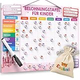 Belohnungstafel für Kinder - [100 AUFGABEN + 350 MAGNETE] - Belohnungssystem für Verantwortung - Montessori Magnettafel, Wochenplaner Kinder, ADHS Hilfsmittel - inkl. Tasche, Stift (Prinzessin)