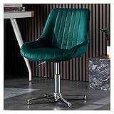 Moderner Bürostuhl ohne Armlehnen, mittlere Rückenlehne, PU-Leder, Schreibtischstuhl, ohne Räder, stilvoller grüner Schminkstuhl für Heimbüro und Computeraufgaben