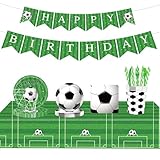 Pappgeschirr Set 162-teilig - Pappteller Kindergeburtstag mit Fussball Deko Geburtstag Kinder - Komplette Geburtstagsdeko für Kindergeburtstag inklusive Pappteller (Fußbal)