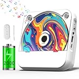 MICOCIOUS Tragbarer CD-Player mit Bluetooth, CD-Player für Zuhause, 2000 mAh, wiederaufladbarer Musik-CD-Player mit HiFi-Lautsprechern, Fernbedienung, LED-Display, Staubschutz, FM-Radio, unterstützt