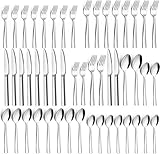 Besteck Set 12 Personen, 60 teilig Edelstahl Besteckset, Essbesteck Set mit Messer Gabel Löffel, Edelstahl Essbesteck für Familie/Party/Restaurant, Hochglanzpoliert & Spülmaschinenfest