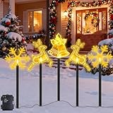 YeahBoom 5 Stück Acryl Weihnachtsbeleuchtung Außen,LED Gartenstecker Set,Weihnachtsdeko Outdoor,LED Gartenstecker Weihnachten,Wasserdicht Batterie,Weihnachtsdeko Aussen für Garten,Bäume,Terrasse