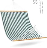 Lazy Daze Hammocks Schnell trocknende Hängematte mit Spreizstange, 2 Personen, Doppel-Hängematte mit Ketten, für den Außenbereich, Terrasse, Pool, Hinterhof, Strand, 204 kg Kapazität, grüne Streifen