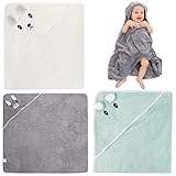 Molbory Baby Kapuzenbadetuch: 3 Stücke Babyhandtuch mit Kapuze Baby Badetuch Badehandtuch Kapuzenhandtuch Baby Waschlappen Weich 80 x 80 cm Kuscheliges Handtuch Für Babys und Kleinkinder ab 0+