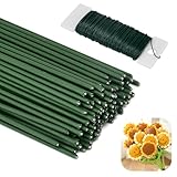 LPAMABA 100 30cm Langφ2mm Blumen Basteldraht Blumendraht zum basteln Floristikdraht Floristendraht Blumenstieldraht Blumenstamm Draht Blumenstängeldraht Grün für Handarbeiten Blumenkranz Blumenstrauß