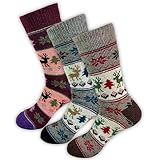 3 Paar Alpaka Socken Wollsocken Alpakasocken Herren Damen Norweger Socken warme Wintersocken Kuschelsocken Gemütlich Atmungsaktiv (DE/NL/SE/PL, Numerisch, 35, 38, Regular, Regular, Farbmischung1)