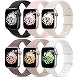 AMSKY 6 Stück Silikon Sport Armbänder Kompatibel mit Apple Watch Armband 44mm 40mm 42mm 41mm 45mm 38mm 49mm für Damen Herren, Weiche Band Kompatibel mit iWatch Armband Se Ultra 9 8 7 6 5 4 3 2 1