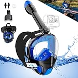 Frasheng Schnorchelmaske für Erwachsene, Tauchmaske, Tauchermaske Erwachsene, CO2 sicher, Schnorchelausrüstung, Vollmaske zum Schnorcheln mit Abnehmbarem Kameraständer, 180° Breites Sichtfeld, L/XL
