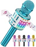 micqutr LED Drahtloses Bluetooth Mikrofon zum Singen, Spielzeug Kinder, Heim KTV Karaoke Maschine, Tragbares KTV Lautsprecher Recorder für Android/iPhone/iPad/PC