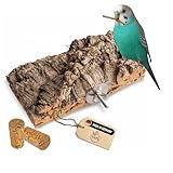 Einzigartiges, hochwertiges Korksitzbrett 20 x 10 cm Vogelsitzbrett Sitzstange aus 100% Natur-Kork-Rinde Korkbrett für Wellensittich, hitzebehandelt inkl. Befestigungsmaterial + Gratis Knabber-Korken
