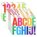 12 Blatt Selbstklebende Zahlen Aufkleber Klebebuchstaben Wetterfest Bunt Klebebuchstaben Alphabet Sticker Zum Aufkleben Nummern Wasserfeste Vinyl Sticker für Postfach Schilder Adressnummer Diy