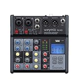 Weymic SE-40 Professional DJ-Aufnahme-Mixer, Bühne, Karaoke, mit USB-Laufwerk für Computeraufnahme, XLR-Mikrofonanschluss, 48 V Stromversorgung (4 Kanäle)