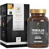 VITACTIV Tribulus Terrestris 1500 mg - 240 Kapseln Vegan - Tribulus Extrakt Hochdosiert, 90% Saponin – Mit Zink, plus L-Arginin, Maca, Ginseng, Vitamin B6