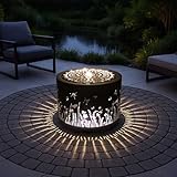 Gartenbrunnen mit LED Beleuchtung aus Metall runder Springbrunnen Wasserspiel Gartendeko