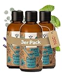 Heldengrün BIO Saunaaufguss Atemfrei [ECHTE BIO-ÖLE] - Saunaöl mit Menthol, Eukalyptus & Lavendel - Natur Sauna Aufgussmittel mit ätherischem Bio-Öl - 3 x 100 ml