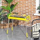 Physport Klappbarer Holzkohlegrill BBQ Grill mit 2 Grillrosten und Grillplatte klappbare Beine herausnehmbare Kohleschale aus Edelstahl