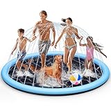 Tosekry Splash Pad für Kinder mit Antirutschfunktion, Wassersprinkler Outdoor Wasserspiel Garten, 200CM Sprinkler Pool Wasserspielzeug für Kinder & Hunde (Blau)