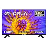 CRUA Smart Fernsehen 32 Zoll(80cm) Fernseher Android TV HD Ready Triple Tuner Dolby Audio Google Play Store YouTube Netflix DAZN Disney+ Google Assistant (2023)