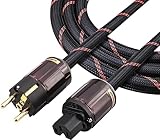 Brollitest 1X High-End HiFi Netzkabel Stromkabel mit Euro Stecker Schukostecker & Kaltgerätekupplung Für DVD-Audio-Decoder Verstärker Audiophile (2m/6.56ft), rot und schwarz gemischt