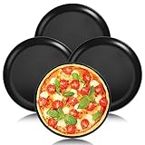 Onader Pizzablech 4er Set, ∅ 26cm Rund Pizzaform für Backen & Servieren, Edelstahl Pizza Backblech mit Antihaftbeschichtung, Ungiftig & Gesund, Langlebig & Leicht zu reinigen