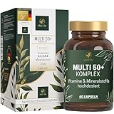 VITACTIV Mutli 50 plus - Multivitamin Komplex Menschen ab 50 - Vitamine, Mineralien, Spurenelemente - Vitamin B, C, E, K, D, Magnesium, Kalzium, Zink - Hochdosiert, Hormonfrei, ohne Jod - 60 Kapseln