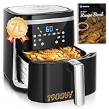 Aigostar Cube - Heißluftfritteuse 7L XXL, Airfryer 1900W, 7 Programmen, Warmhalten, 20 Rezepte, ohne Öl, für 6-10 Personen, Air Fryer mit Digitalem LED-Touchscreen, Schwarz