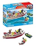 PLAYMOBIL Action Heroes 71464 Feuerwehrboot mit Aqua Scooter, aufregende Wasserrettung, inklusive Taucherbrille, Schwimmflossen und Rettungsweste, realitätsnahes Spielzeug für Kinder ab 4 Jahren