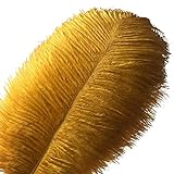 Sowder 10pcs Strauß-Federn 12-14inch (30-35cm) für Haupthochzeits-Dekoration (goldfarben)