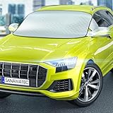 SANAWATEC Windschutzscheibe Sonnenschutz Auto Frontscheibe Hitzeschutz Sonnenschutz Frostschutz Frontscheibe faltbar, gegen Sonne Staub Frost Schnee (mit Spiegelschuz) (155,5-233) x 128 cm