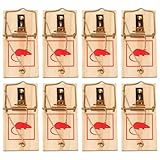 8 x Mausefalle Schlagfalle, Mouse Trap, Mausefallen aus Holz, Plastikfrei Wiederverwendbare, Hohe Schlagkraft, für Haus und Garten