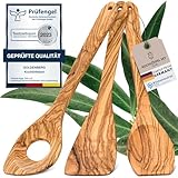 GOLDENBERG® Premium Kochlöffel Set - Made in Germany - feinstes Olivenholz aus Italien - robust, langlebig & antibakteriell -Kochlöffel Holz & Pfannenwender Holz - Kochbesteck Set