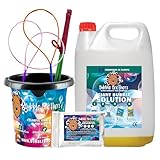 Bubble Brothers Riesenseifenblasen Set für Kinder 6 Teiliges 3 Seifenblasenstäbe 10 Liter (5+5) Seifenblasenflüssigkeit und Bubble Eimer Seifenblasen Set für Kindergeburtstag Hochzeit Seifenblasenstab