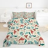 Bettdecke 135x200 Zuckerstange Steppdecke 135x200 Schneemann 4 Jahreszeiten Bettdecken mit 2 Kissenbezug, Waschbar Microfaser Bettzeug, Warme Weiche Bettdecke ohne BezugY1772